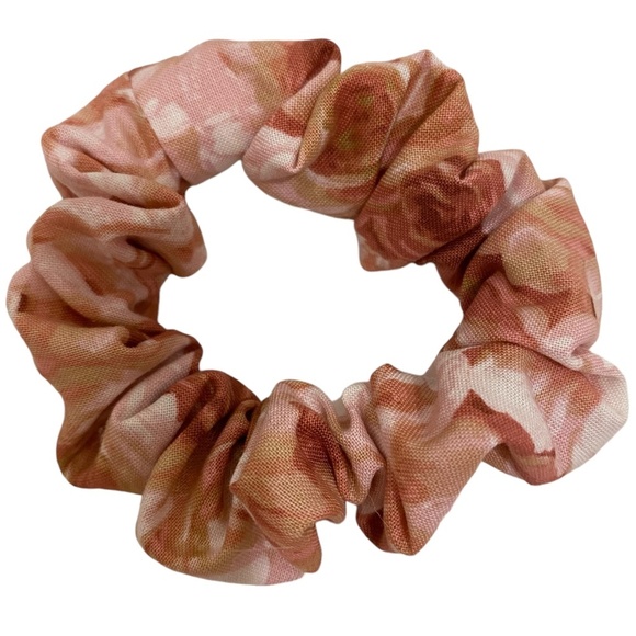 Rose Print Print Hair Scrunchie. Pink Multi. Mini - Picture 1 of 6